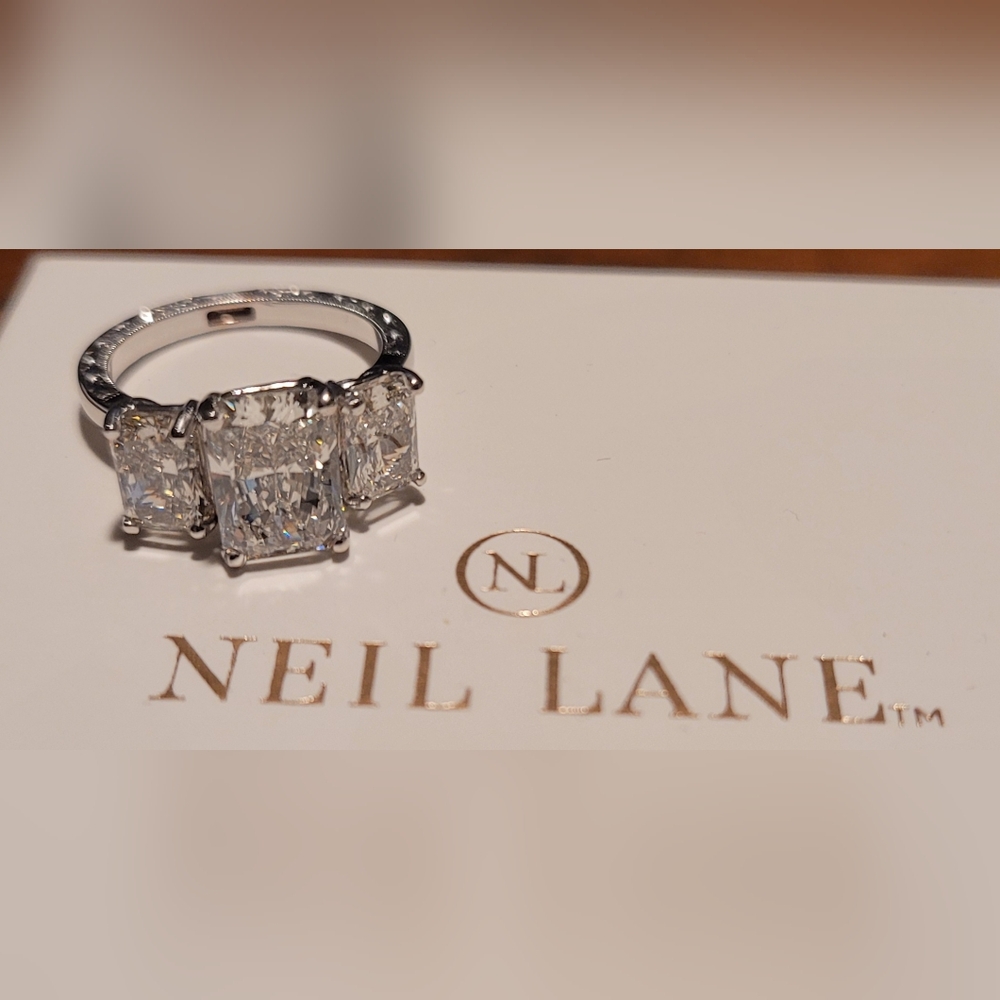 Neil Lane Three Stone Radiant 14k Diamond Ring